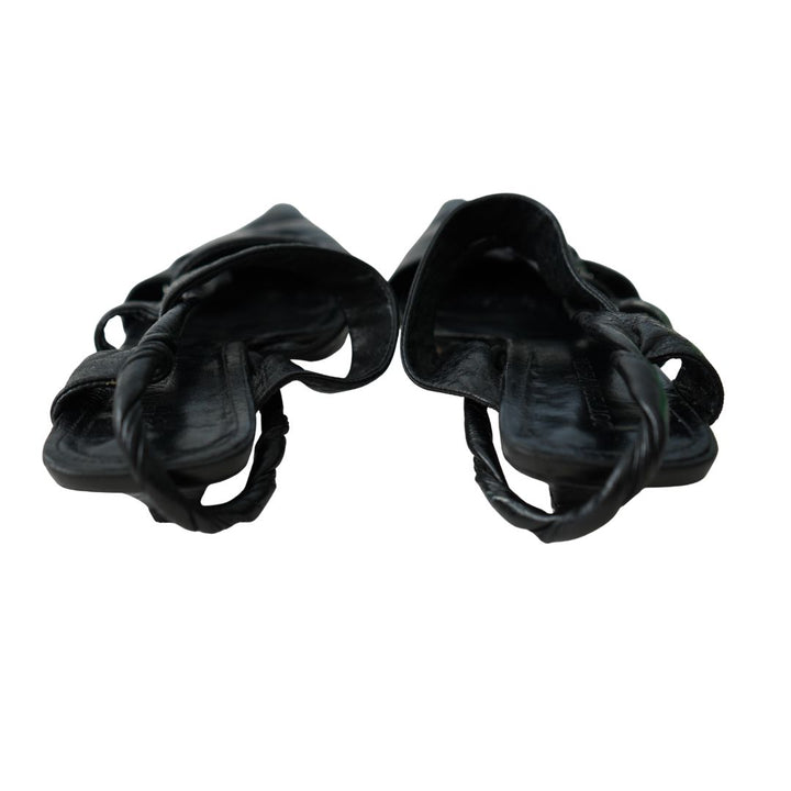 Bottega Veneta Black Nappa Leather Strappy Sandals 39