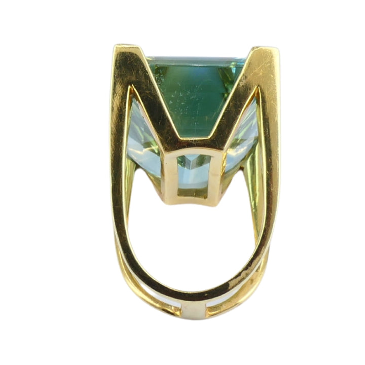 Vintage 18k Gold Aquamarine Ring 74-Carat French Jewelry Estate