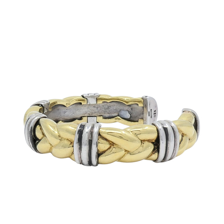Vintage Bvlgari 18k Yellow Gold Sterling Silver Braided Cuff Bracelet Bulgari