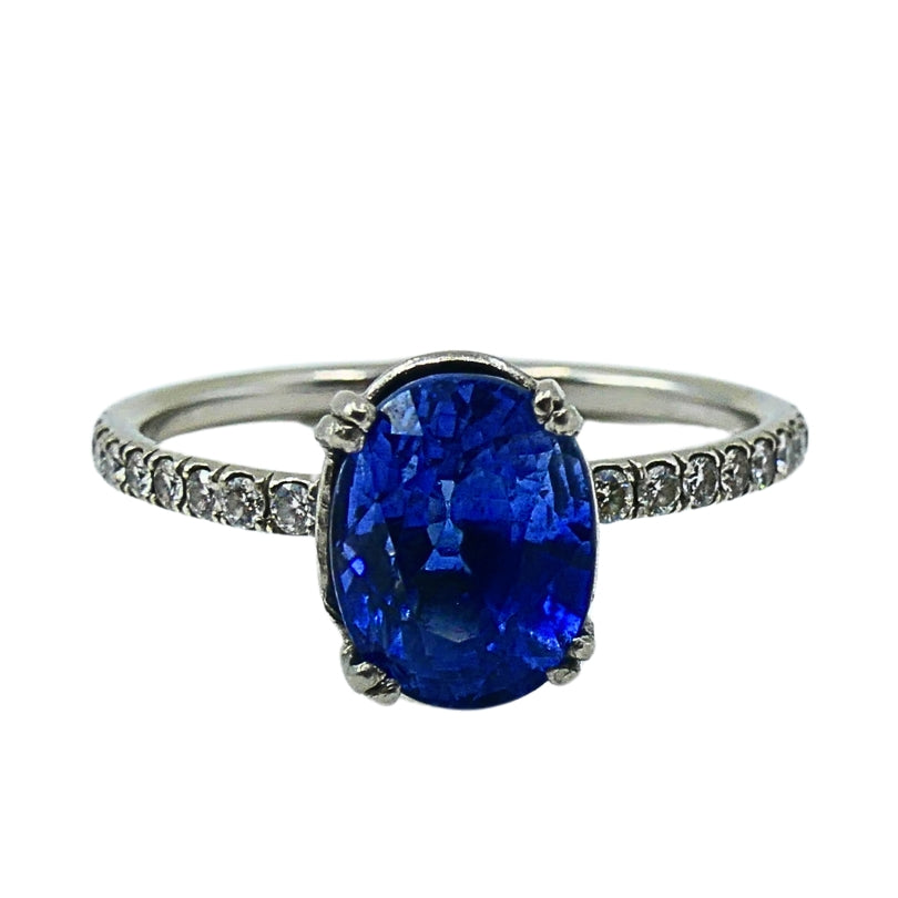 Platinum Sapphire Diamond Ring Vintage Jewelry