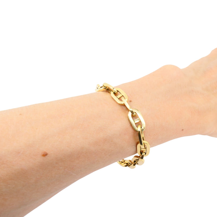 Vintage French Anchor Link Chain Bracelet 18k Gold