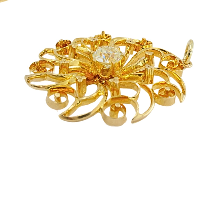 14k Diamond Pendant 18k Openwork Filigree Chain Necklace