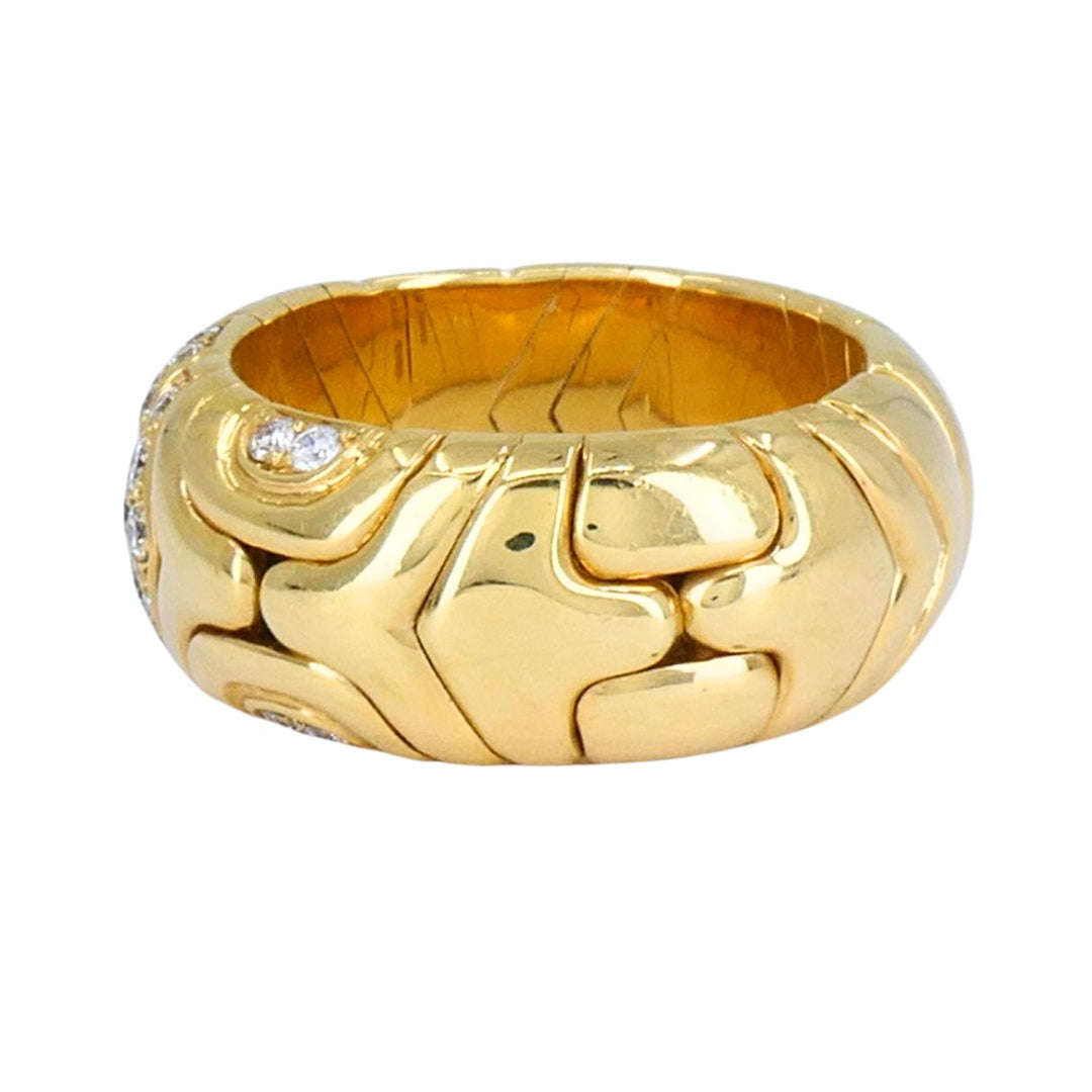 Vintage Bvlgari Alveare 18k Yellow Gold Diamond Flexible Band Ring