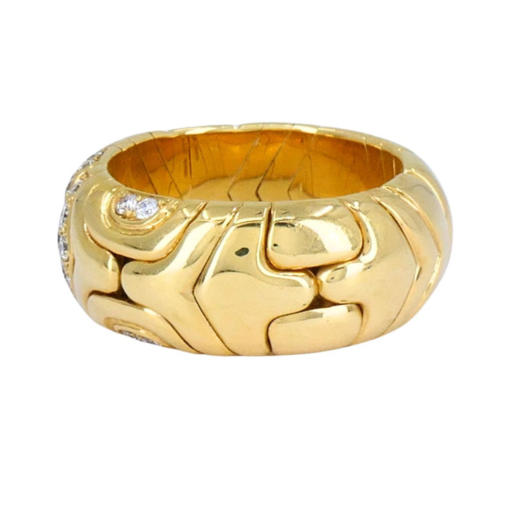 Vintage Bvlgari Alveare 18k Yellow Gold Diamond Flexible Band Ring