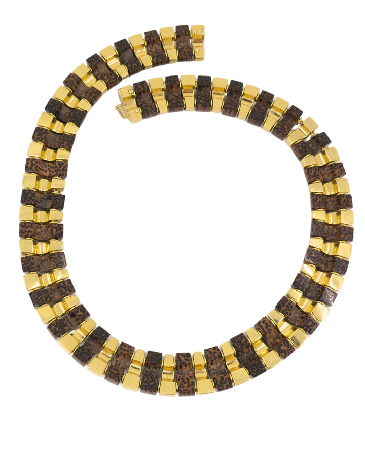18k Gold Necklace Leopard Wood Attributed to Aletto Brothers