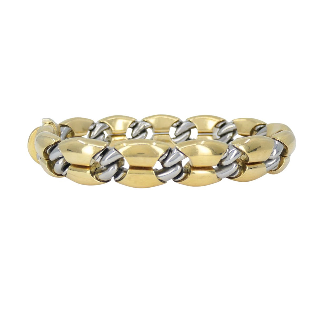 Vintage Bvlgari 18k Gold Steel Link Bracelet