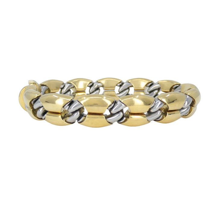 Vintage Bvlgari 18k Gold Steel Link Bracelet