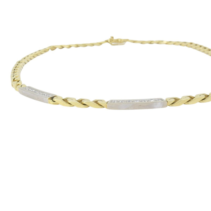 Vintage Cartier 18k Two Tone Gold Diamond Station Curb Link Necklace