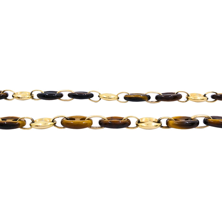 Vintage 14k Gold Tiger's Eye Mariner Link Necklace