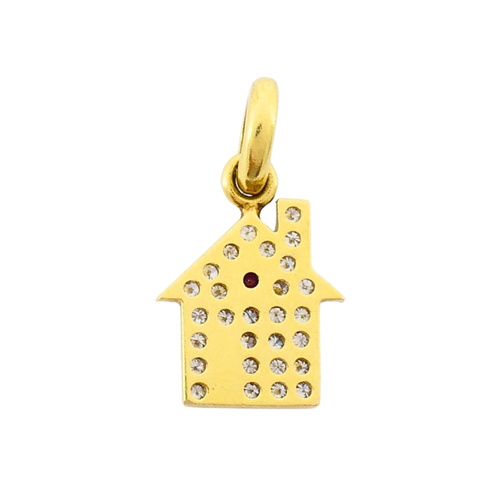 Roberto Coin 18k Gold Diamond Ruby House Pendant