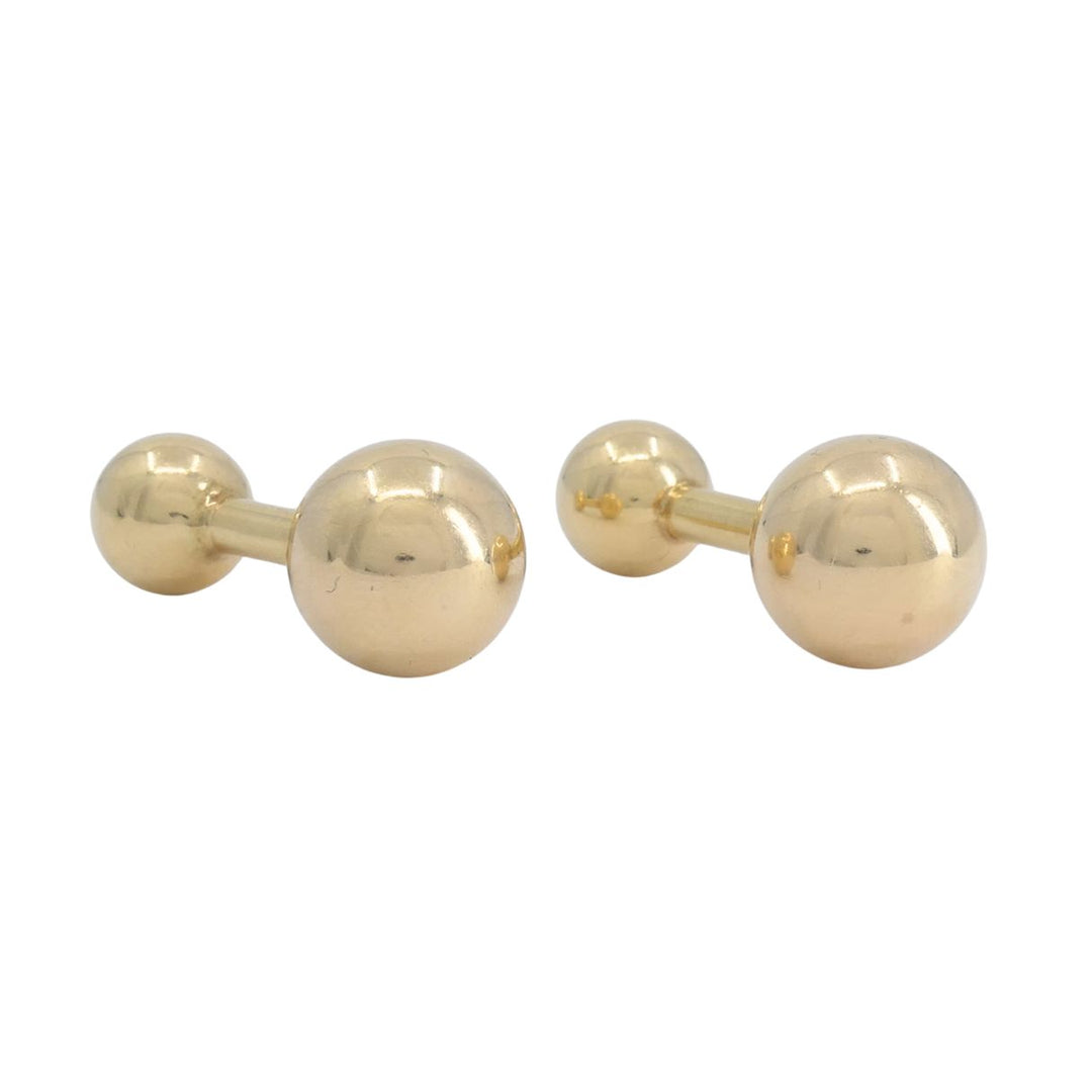 Vintage Cartier 14k Gold Barbell Cufflinks, Men's Jewelry, 1970s