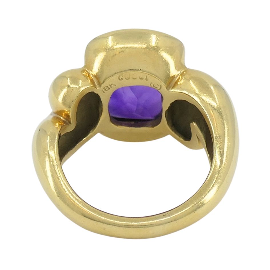 Gucci 18k Gold Amethyst Ring 6.5