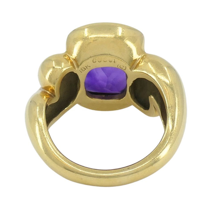 Gucci 18k Gold Amethyst Ring 6.5