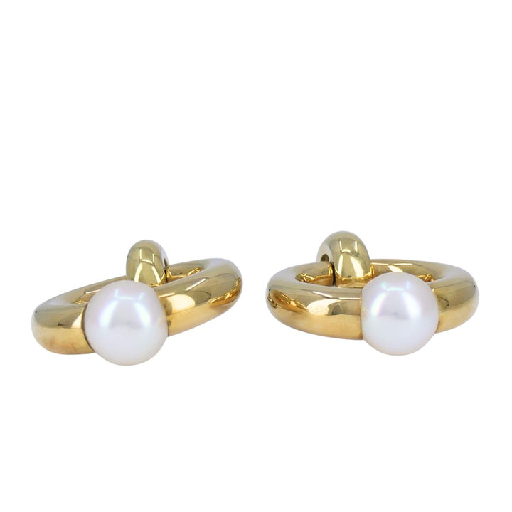Vintage Cartier 18k Gold Pearl Doorknocker Clip-on Earrings