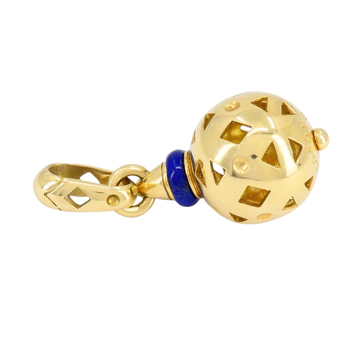 Vintage Bvlgari 18k Gold Lapis Lazuli Openwork Pendant Bulgari Chain Necklace