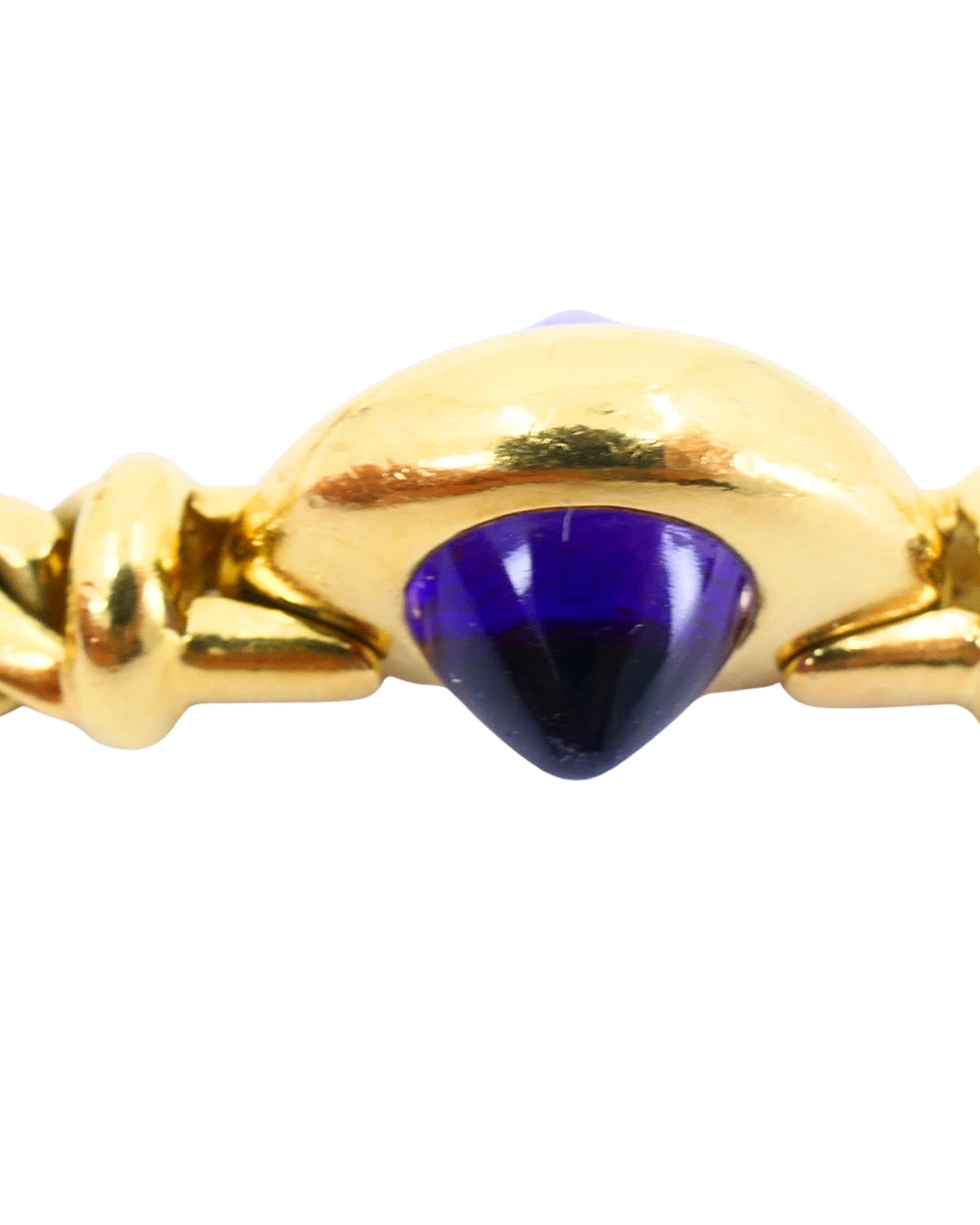 Vintage Bulgari Necklace 18k Gold Gemstones Curblink Chain Necklace,