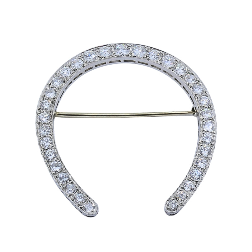Edwardian Platinum Diamond Horseshoe Brooch