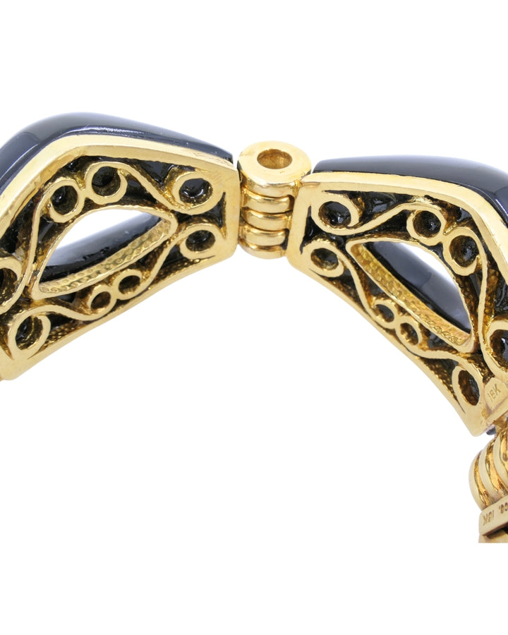 Tiffany & Co. Black Onyx Gold Bracelet 18k Cuff Bracelet