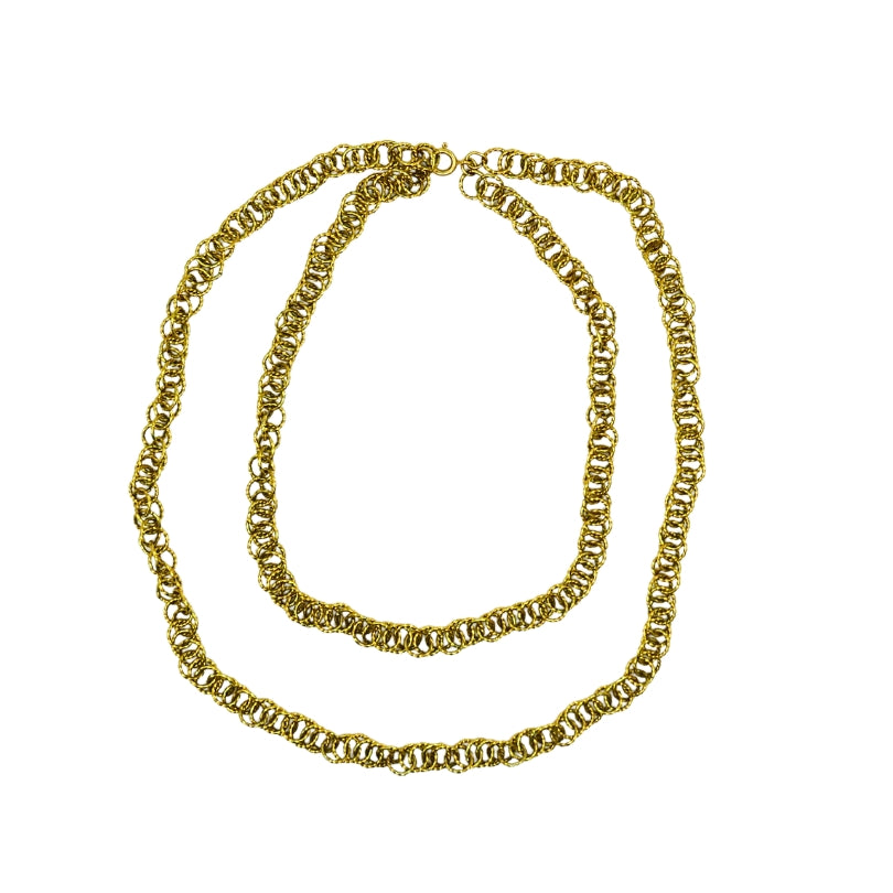 18k Gold Twisted Link Chain Necklace French Jewelry