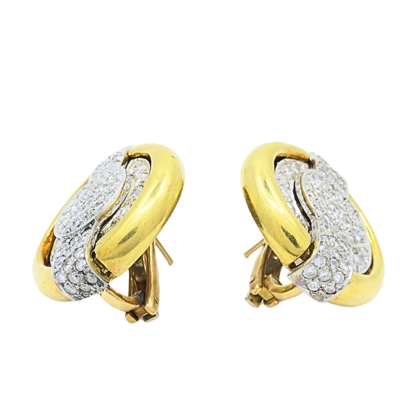 David Webb Diamond Earrings 18k Gold Circular Shape
