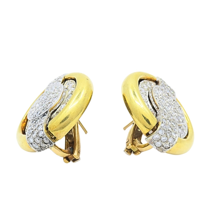 David Webb Diamond Earrings 18k Gold Circular Shape
