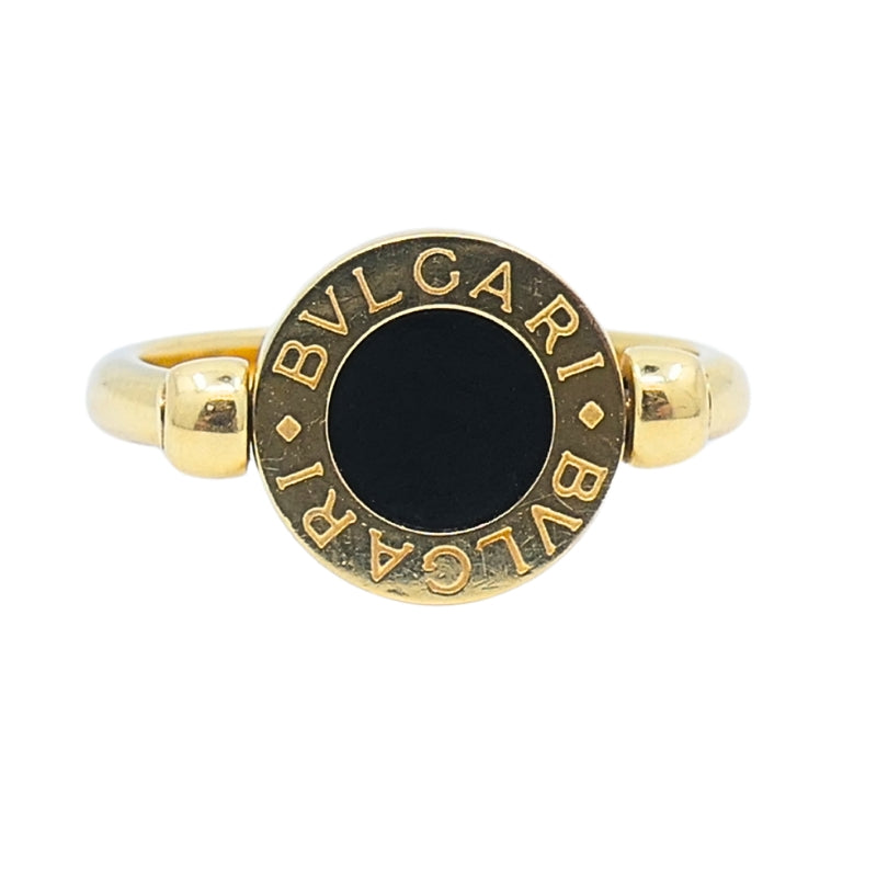 Bvlgari Flip Ring 18k Gold Coral Onyx