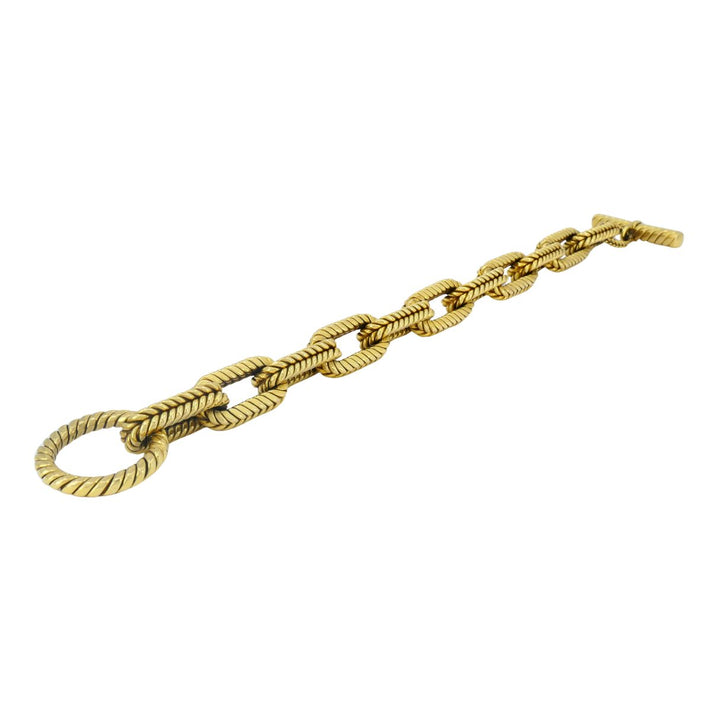 Vintage Italian 18k Yellow Gold Rope Link Toggle Bracelet