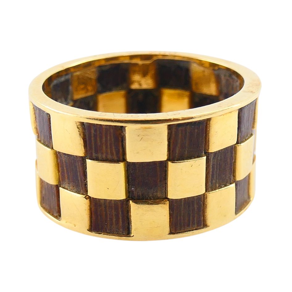 Vintage Van Cleef & Arpels 18k Gold Wooden Band Ring 5.5