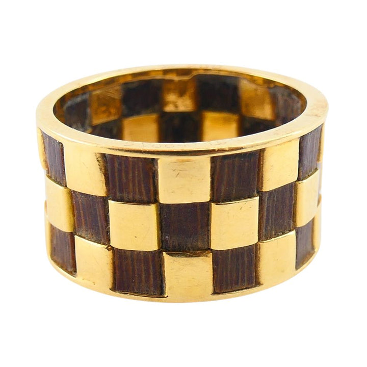 Vintage Van Cleef & Arpels 18k Gold Wooden Band Ring 5.5