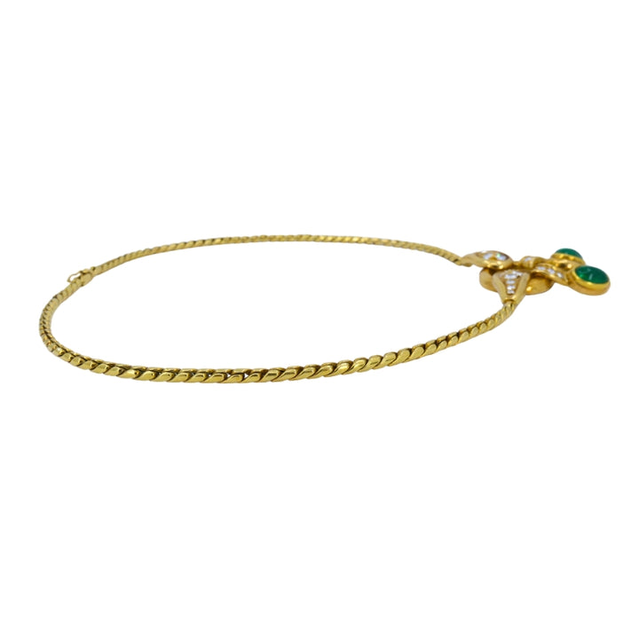 Vintage Rene Boivin 18k Gold Necklace Diamond Cabochon Emerald