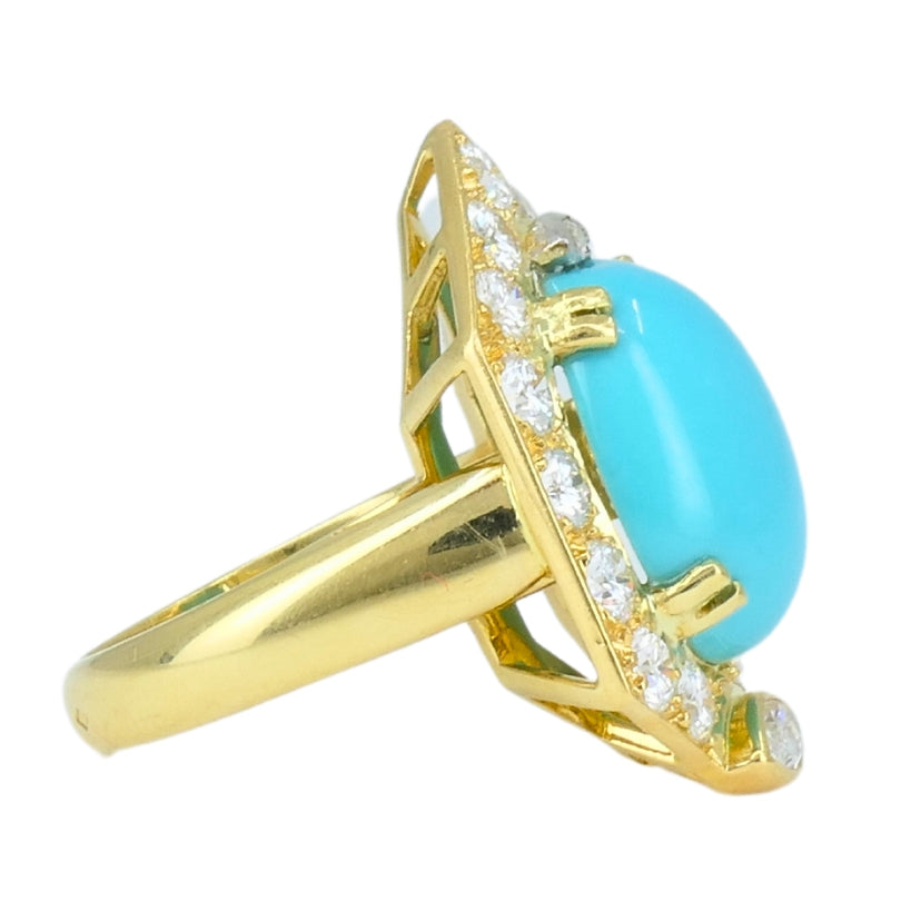 Chaumet Vintage Turquoise Ring Gold Diamond