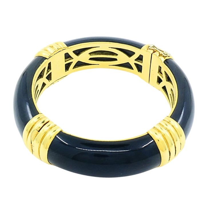 Van Cleef & Arpels 18K Gold Onyx Bangle Bracelet