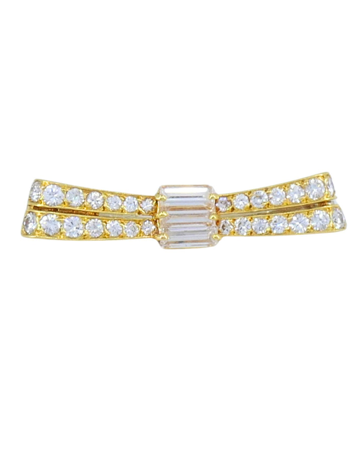 Van Cleef & Arpels Double Strand Vintage Necklace Detachable Diamond Bow Pin