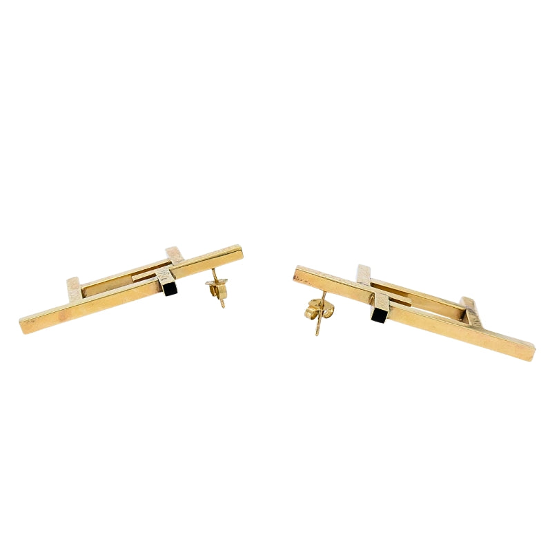 14k Gold Geometric Earrings Frame Design