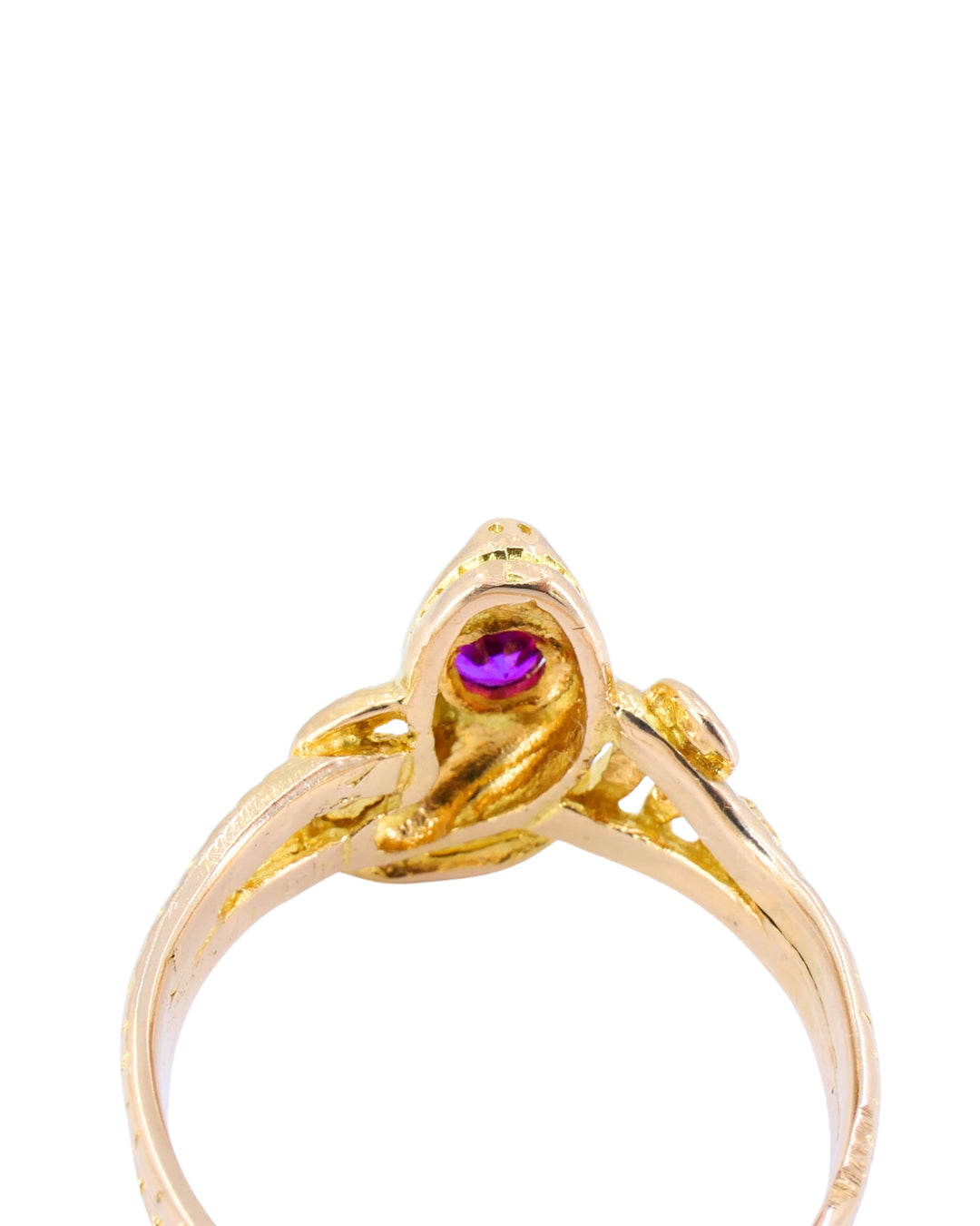 Vintage Snake Ring 14k Gold Ruby Ring Serpent Jewelry