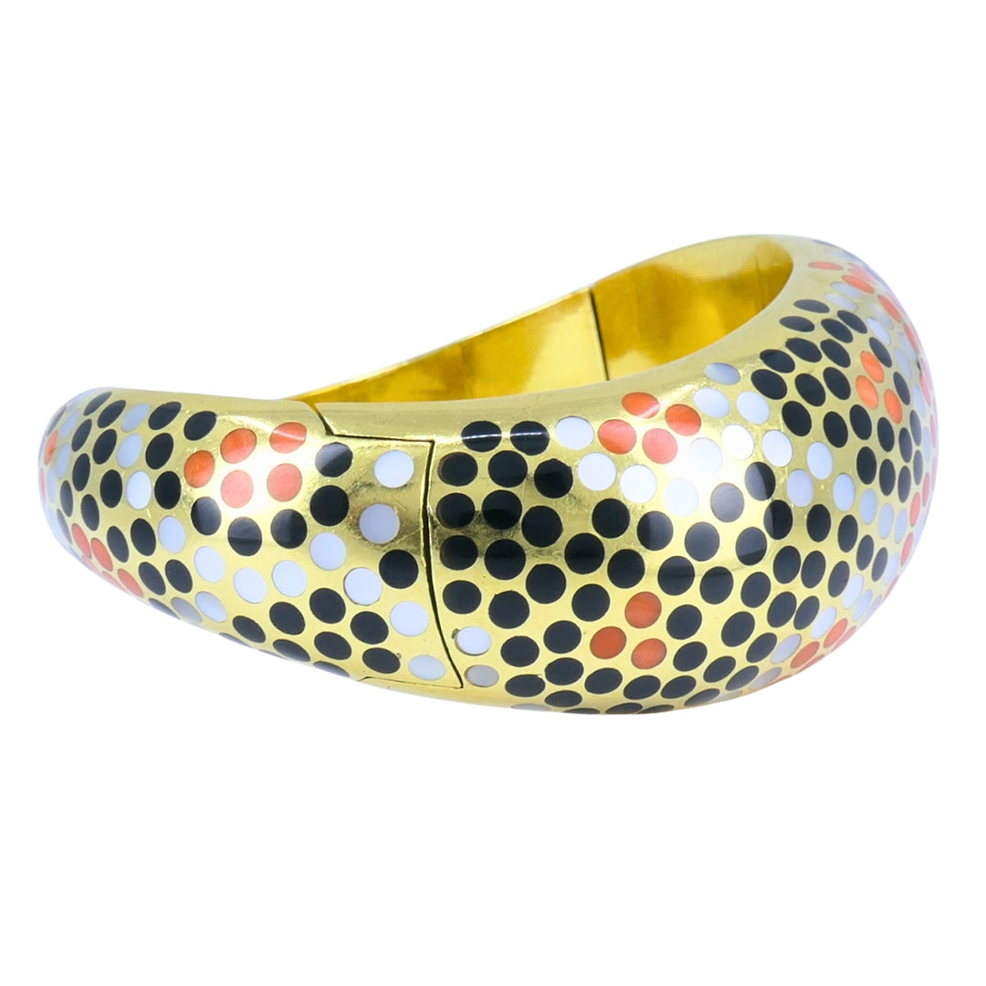 Angela Cummings Wavy Gold Bracelet 18k Gold Coral Onyx Mother-of-Pearl, 1987
