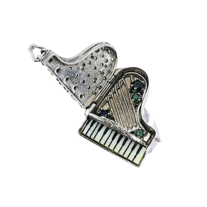 Vintage 14k Gold Grand Piano Diamond Gemstone Ring