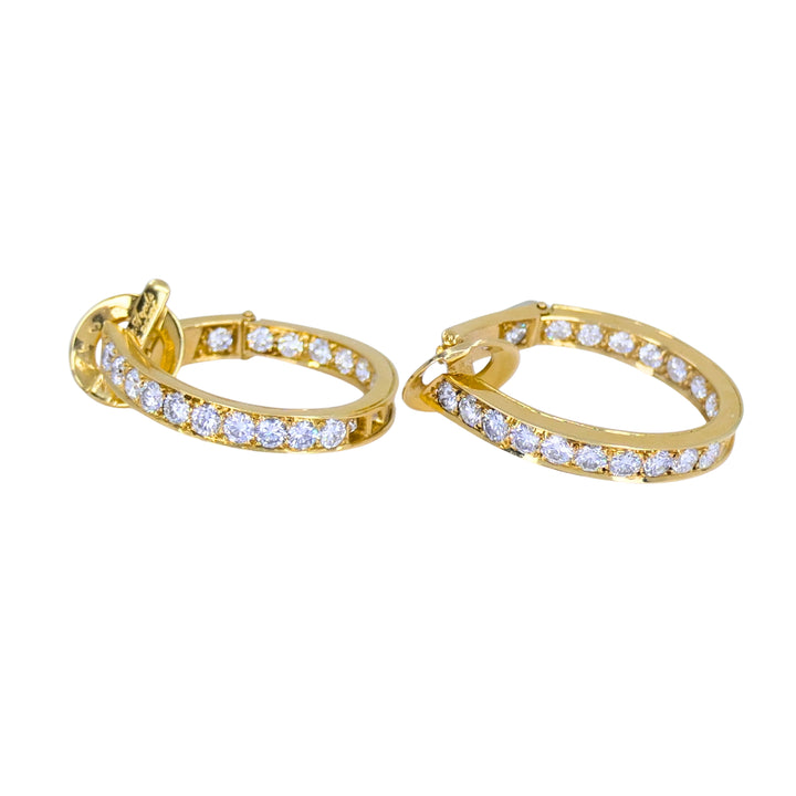 Van Cleef & Arpels 18k Gold Diamond Hoop Earrings