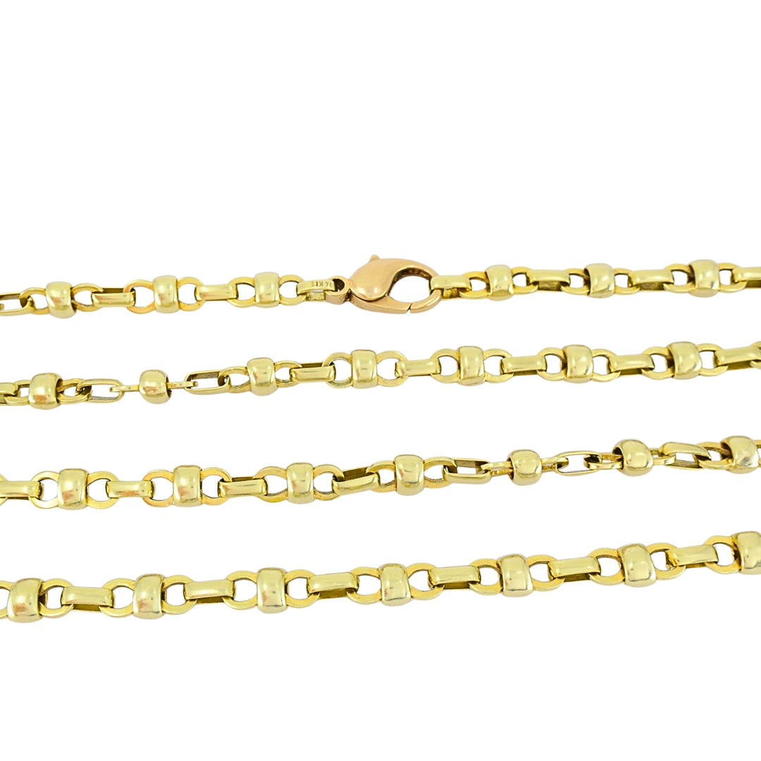 Vintage 14k Gold Alternating Link Chain Necklace, West Germany