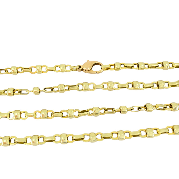 Vintage 14k Gold Alternating Link Chain Necklace, West Germany