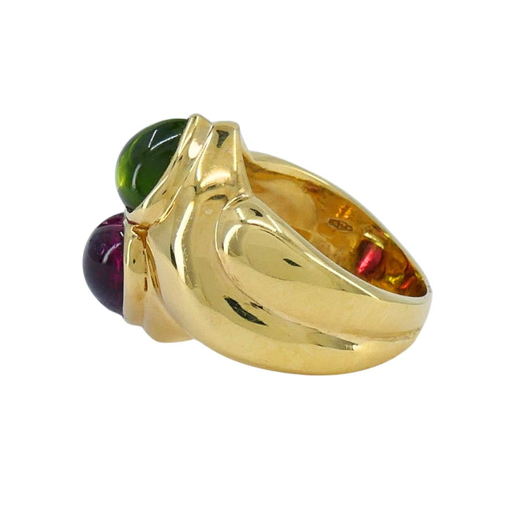 Vintage Bvlgari Cuore 18k Gold Gemstone Heart Ring