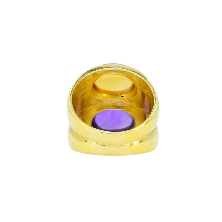 Vintage Bulgari Doppio 18k Gold Amethyst Citrine Ring