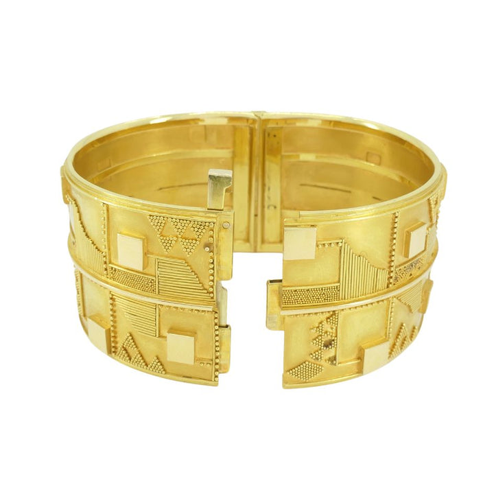 Vintage 18k Gold Geometric Cuff Bracelet