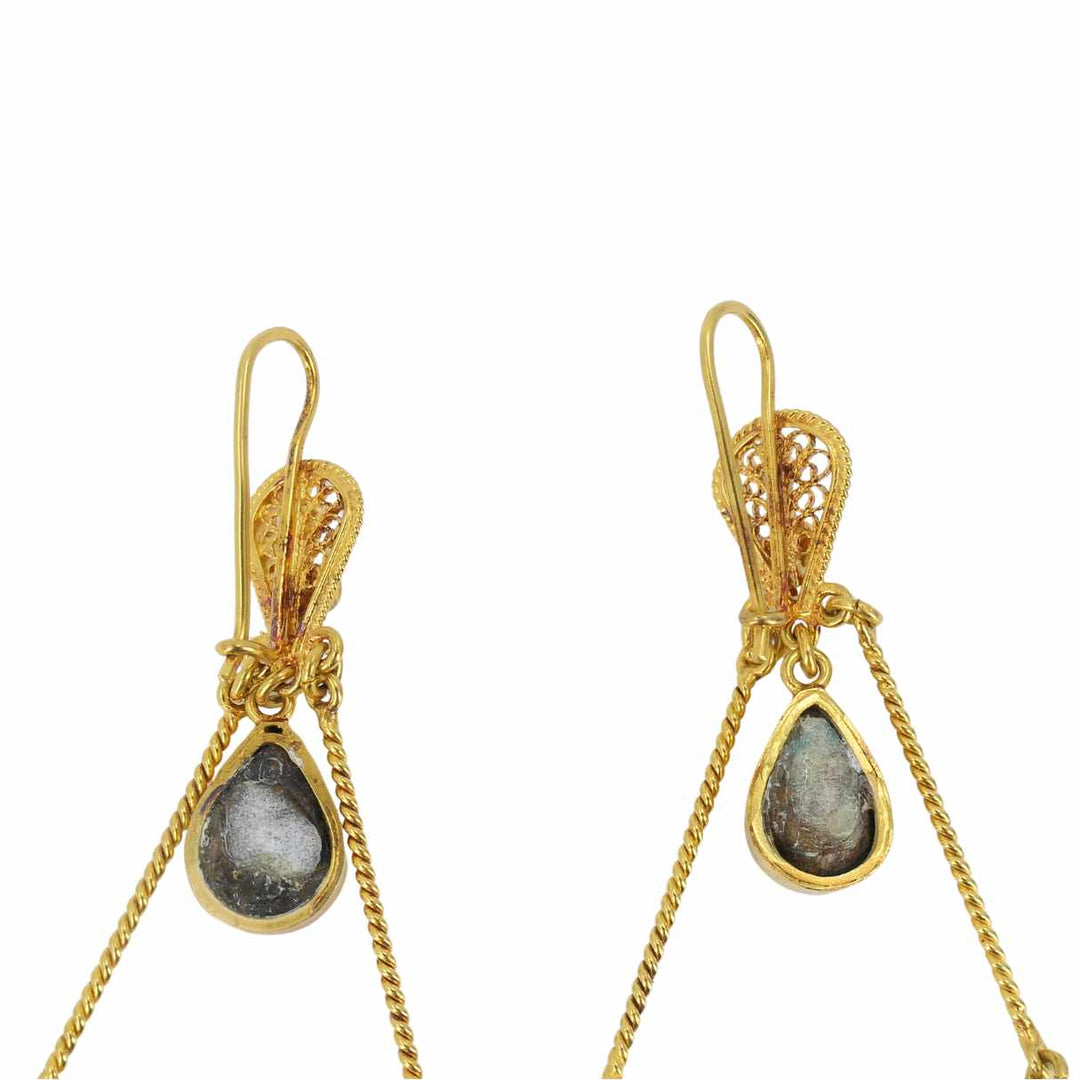 Vintage 18k Gold Turquoise Chandelier Earrings