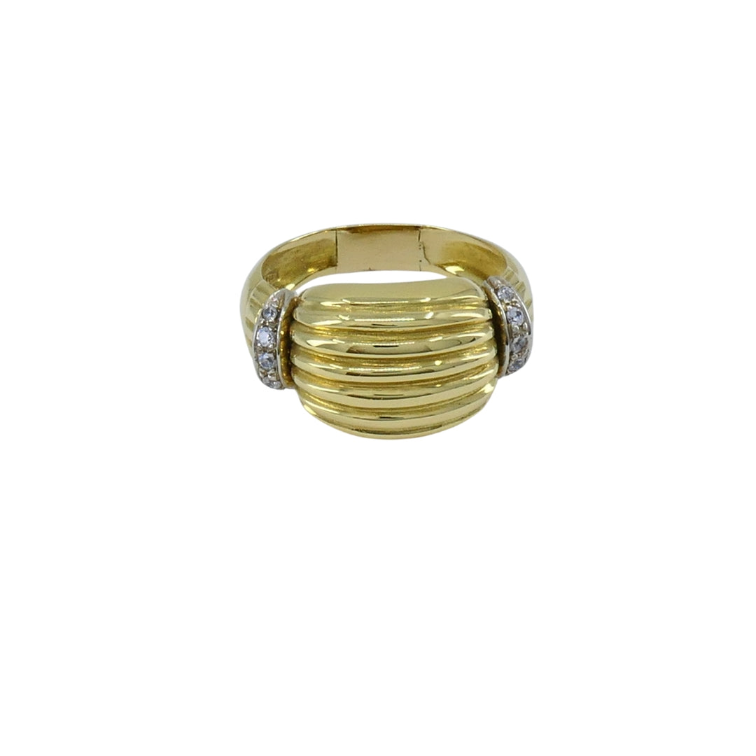 Vintage Gold Ring Diamond French Jewelry Dome Ring
