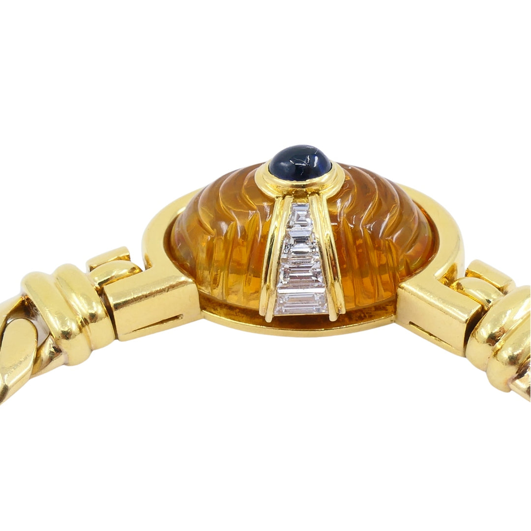 Vintage Bvlgari Necklace Bulgari Gold Chain Collar Necklace Citrine Gemstones