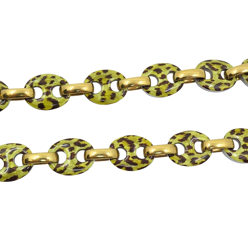 Nicolis Cola for Nardi 18k Gold, Metal Leopard Enamel Nautical Link Necklace