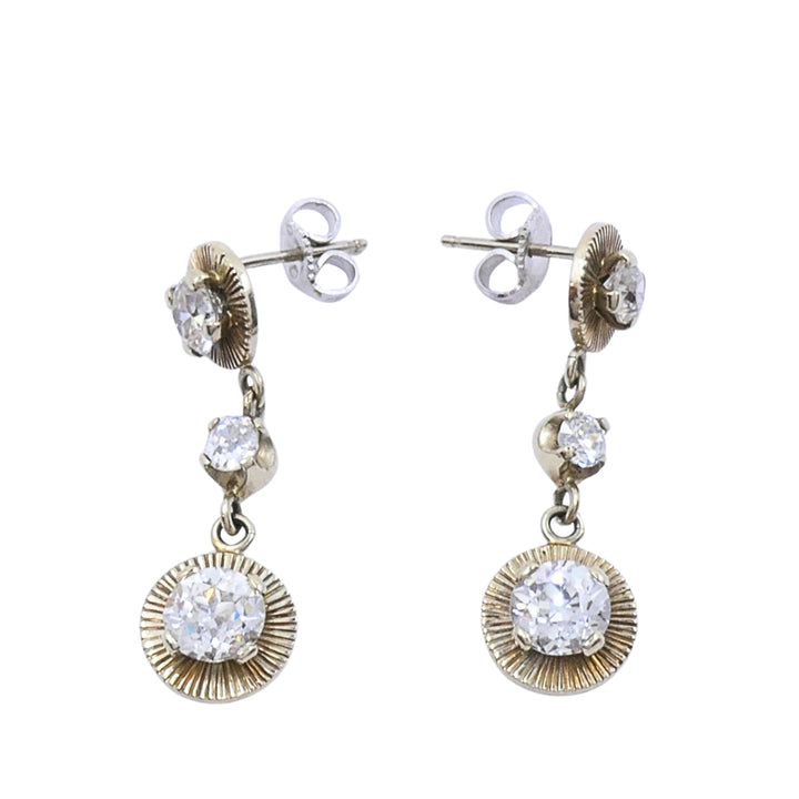 Vintage Ming’s 14k Gold Diamond Dangle Earrings