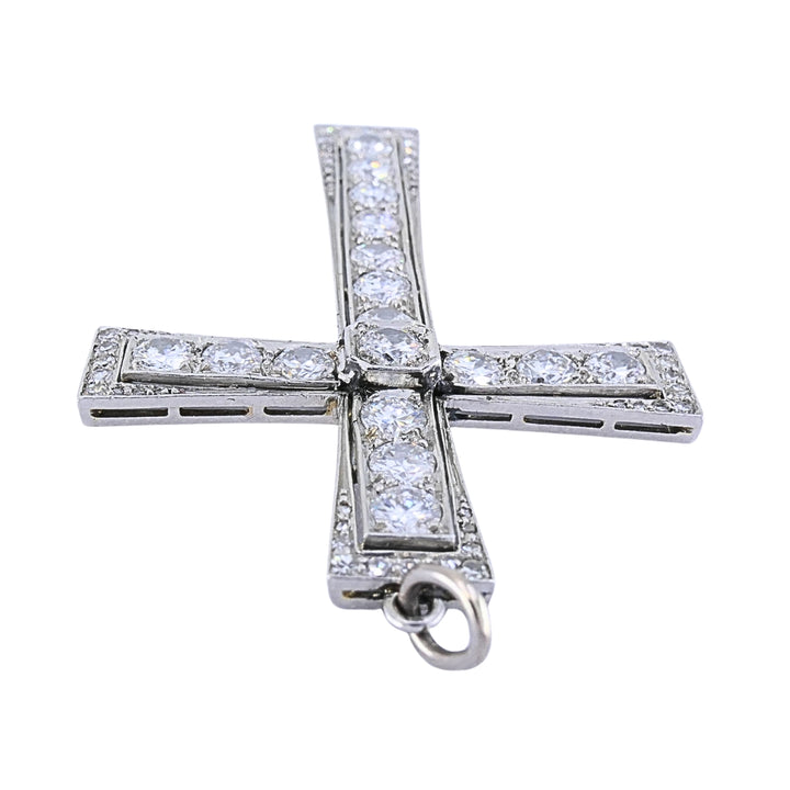 Art Deco Platinum Diamond Cross Pendant