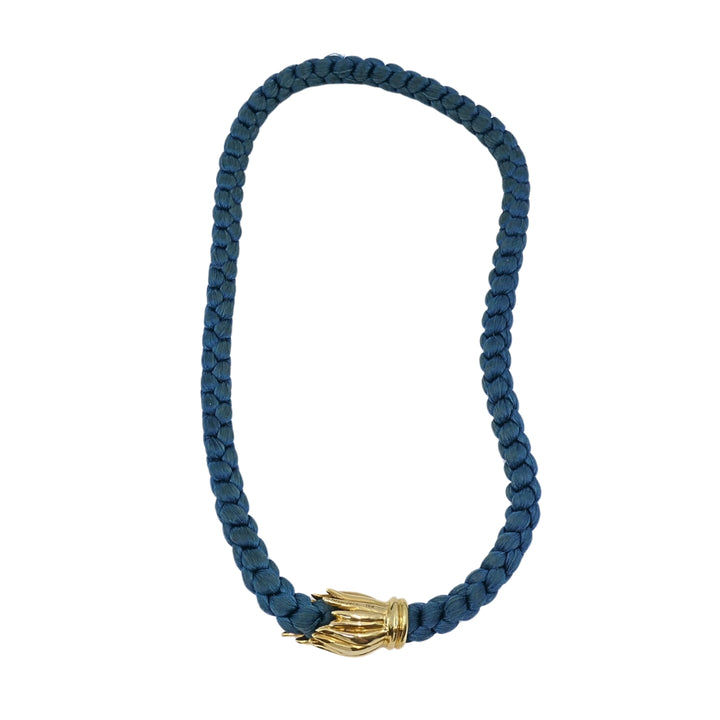 Tiffany & Co. 18k Gold Tulip Clasp Braided Cord Necklace